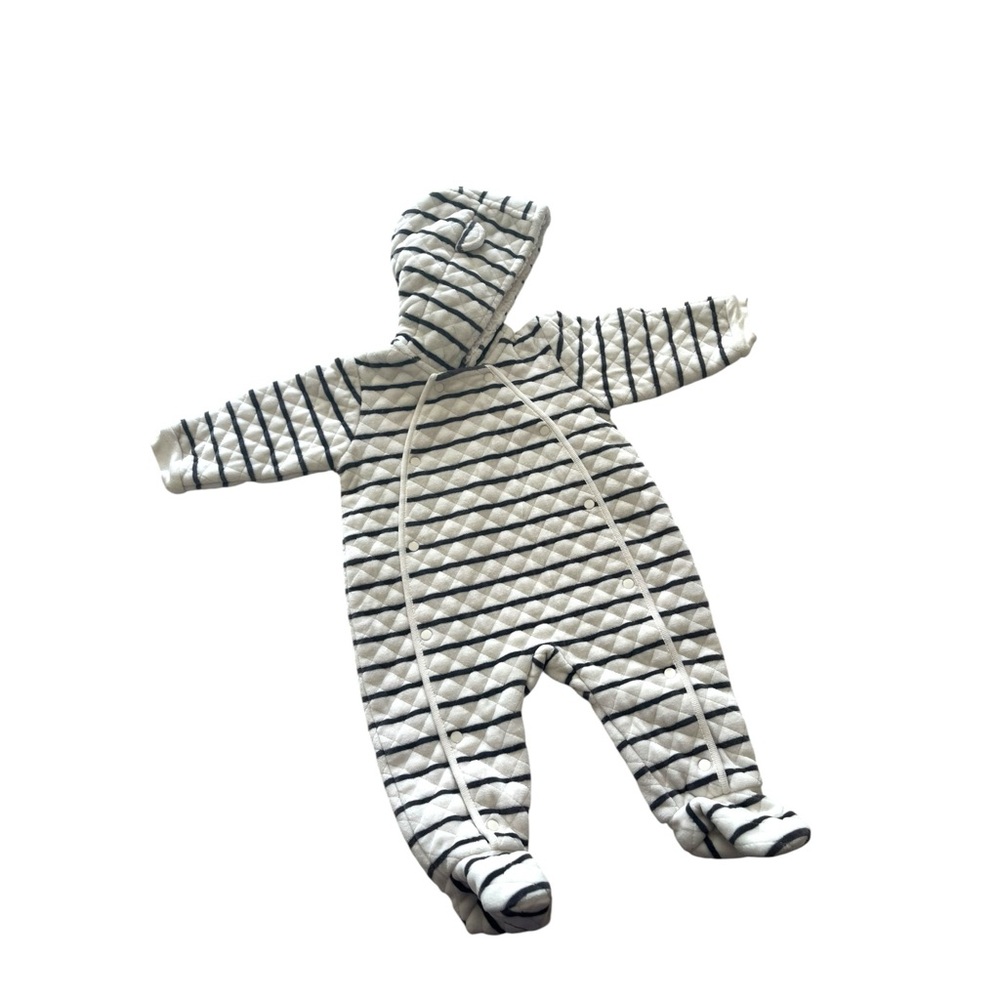 Nordstrom Baby Quilted Bunting Sleeper One Piece Navy Cream Sz 6 Month Stripe